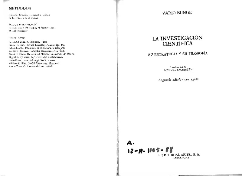 Mario Bunge - La Investigacion Cientifica - Su Estrategia Y Su Filosofia - Ed. Ariel-1-69.pdf Mario Bunge - La Investigacion Cientifica - Su Estrategia Y Su Filosofia - Ed. Ariel-1-69.pdf