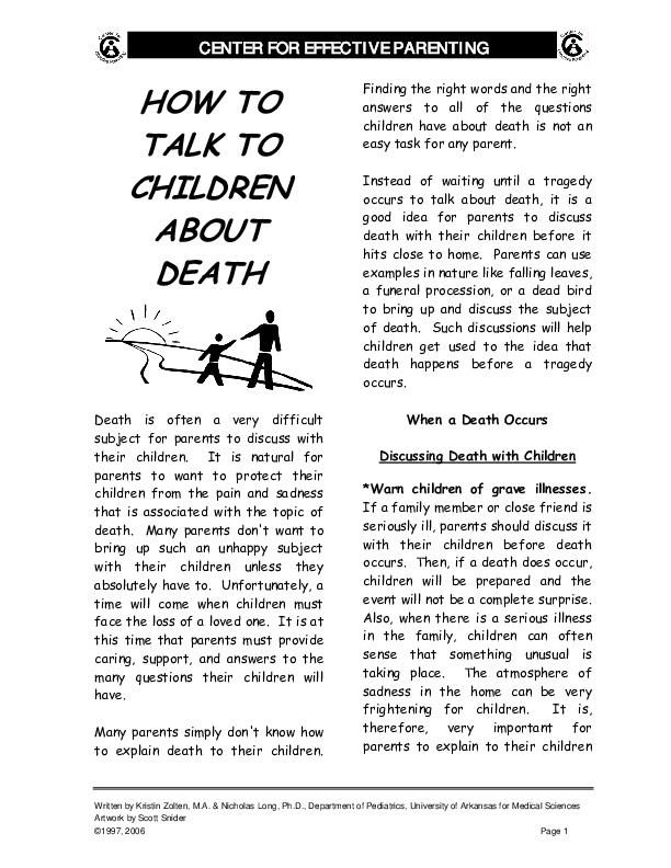 29. How to talk to children about death (Inglés) (Articulo) autor Kristin Zolten, M.A. y Nicholas Long, Ph.D.pdf 29. How to talk to children about death (Inglés) (Articulo) autor Kristin Zolten, M.A. y Nicholas Long, Ph.D.pdf